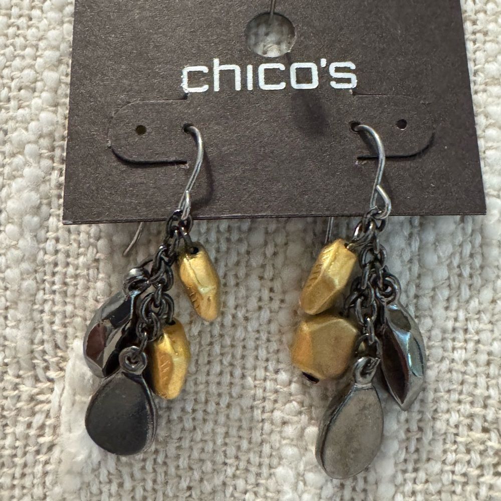 0282-Chico's Gold and‎ Silver Dangle Earrings